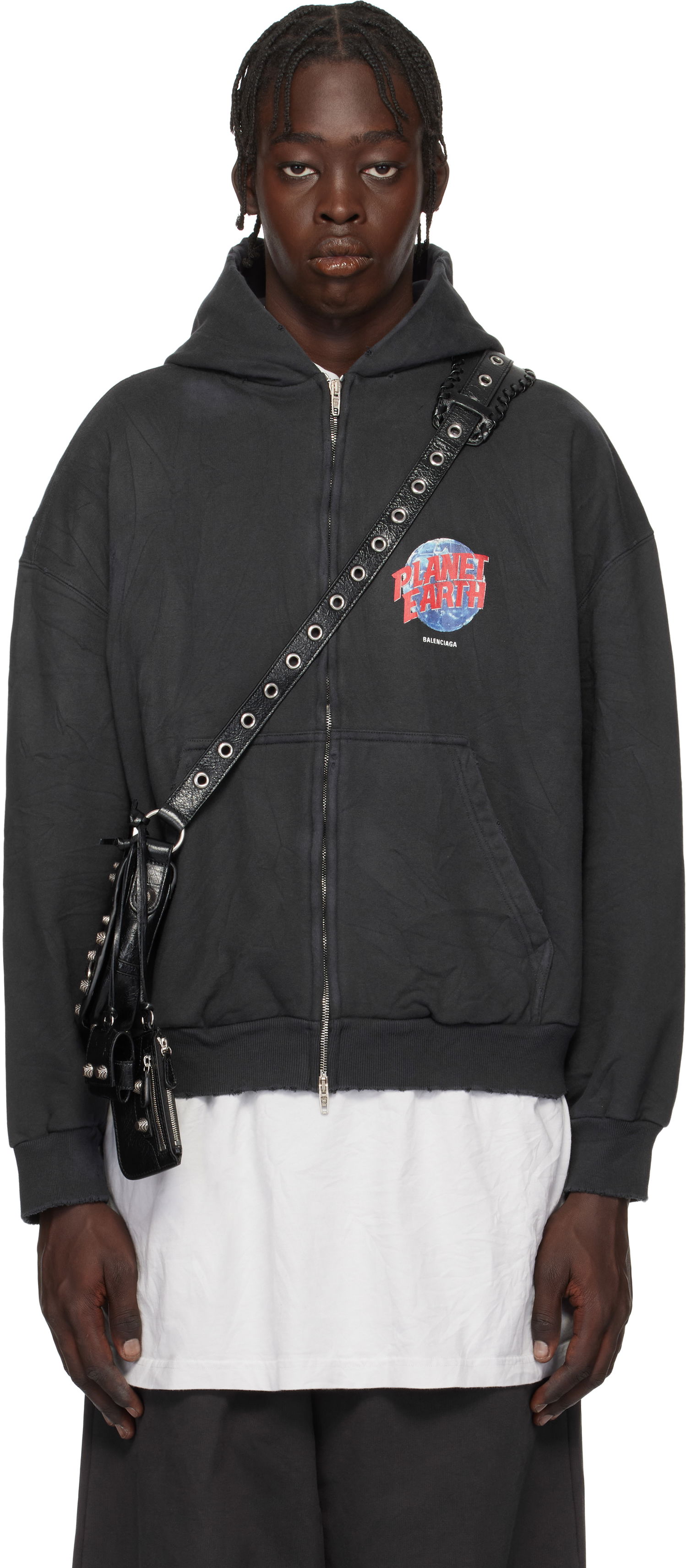 Суитчър Balenciaga Balenciaga 'Planet Earth' Zip Hoodie Черно | 803264TRVD11055, 0