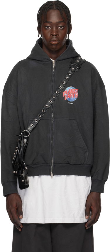 Суитчър Balenciaga Balenciaga 'Planet Earth' Zip Hoodie Черно | 803264TRVD11055, 0