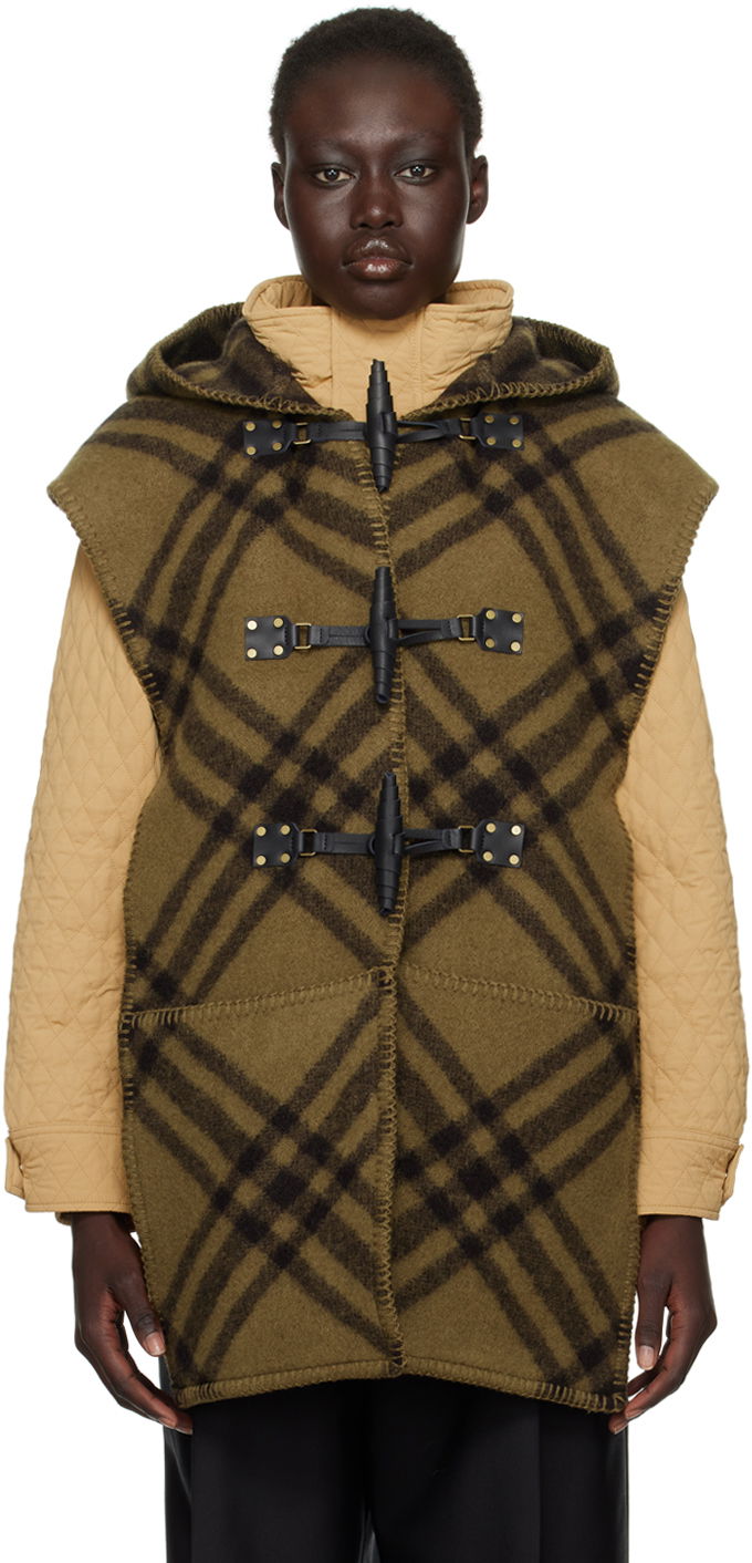 Жилетка Burberry Burberry Check Wool Sleeveless Cape Зелено | 8096747, 0