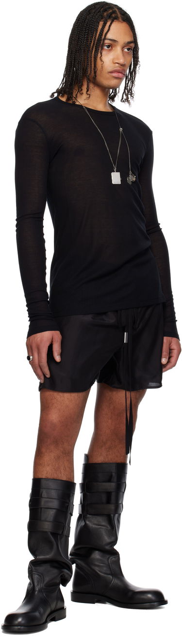 Пуловер Ann Demeulemeester Ann Demeulemeester Greg Slim Fit Long Sleeve T-Shirt Черно | 2510-M-JTS12-FA570-099, 3