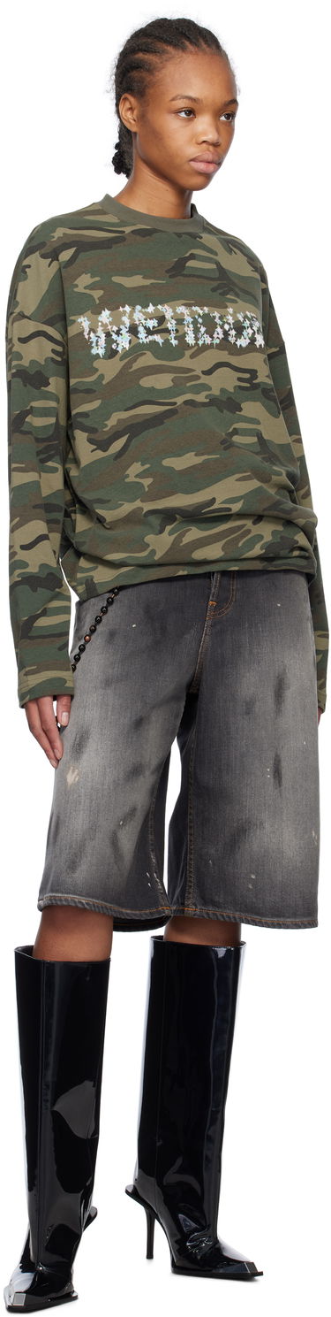Тениска We11done We11done Sparkle Logo Camo Long Sleeve T-Shirt Зелено | WD-TT0-25-742-U-MX, 3