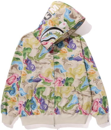 Суитчър BAPE Art Camo Shark Full Zip Hoodie Зелено | 0ZXSWM115055L-MLT, 0
