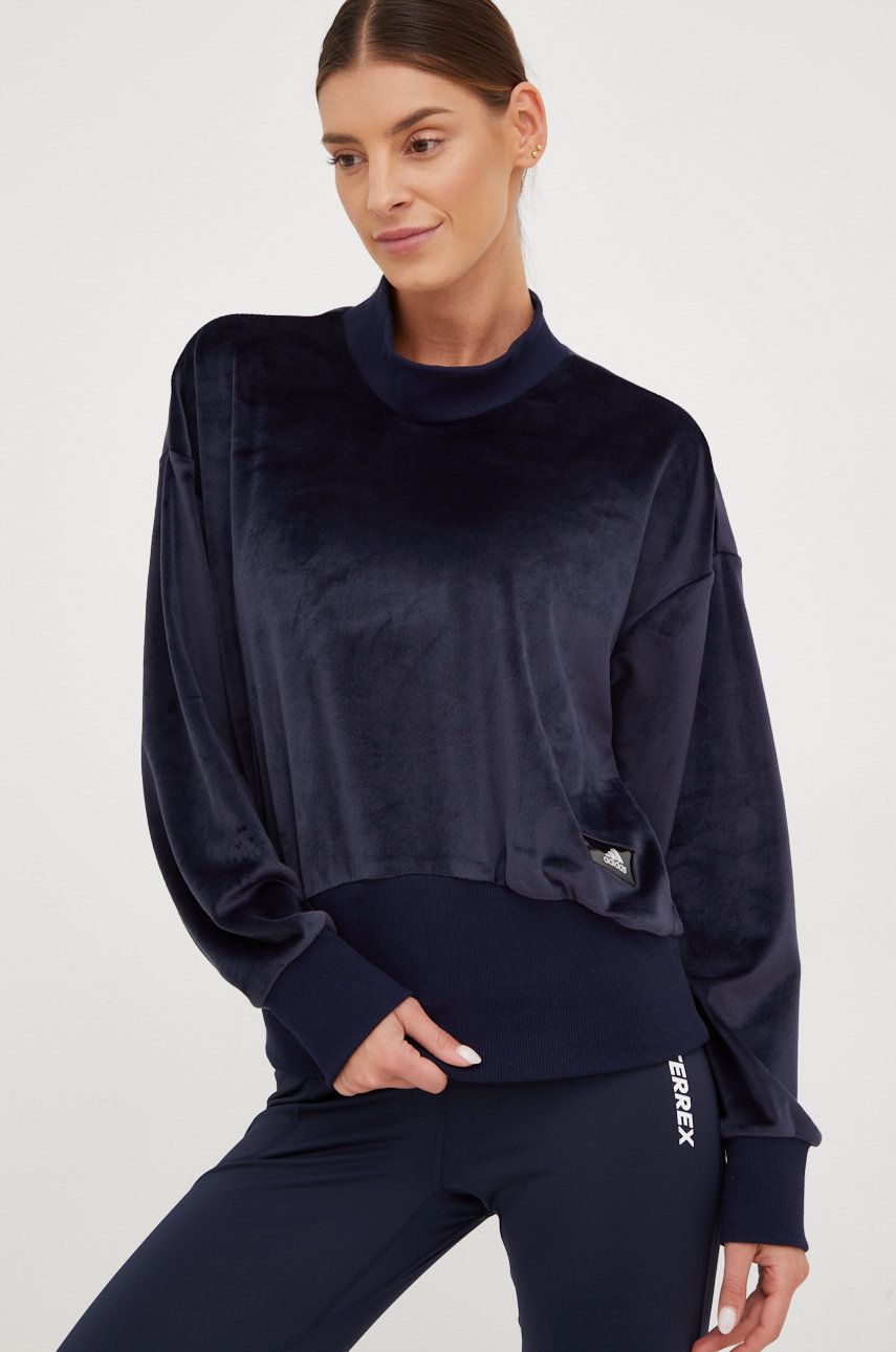 Суитчър adidas Originals Holiday Cozy Velour Sweatshirt Тъмно синьо | HC8806, 0