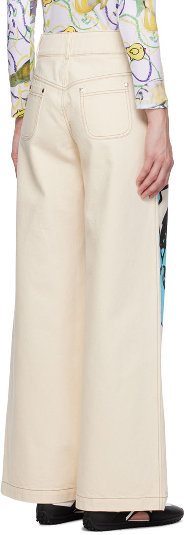 Дънки Chopova Lowena Graphic Print Wide-Leg Jeans Бежово | 4062, 2