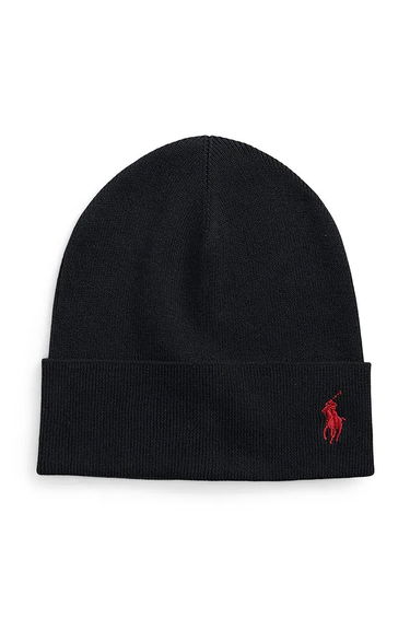 Шапка Polo by Ralph Lauren Black Embroidered Logo Beanie Черно | 449959339, 0
