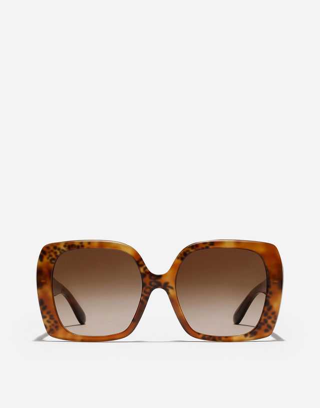 Dg Allure Leopard Print Acetate Square Framed Gradient Lens Sunglasses