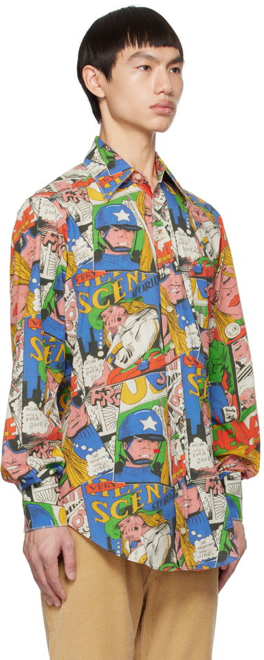 Multicolor Comic Print Shirt, 1