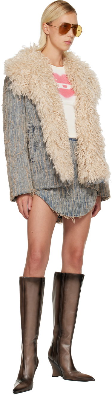Пола Diesel Frayed Denim Miniskirt with Curved Hem Синьо | A19047 0CMBZ, 3