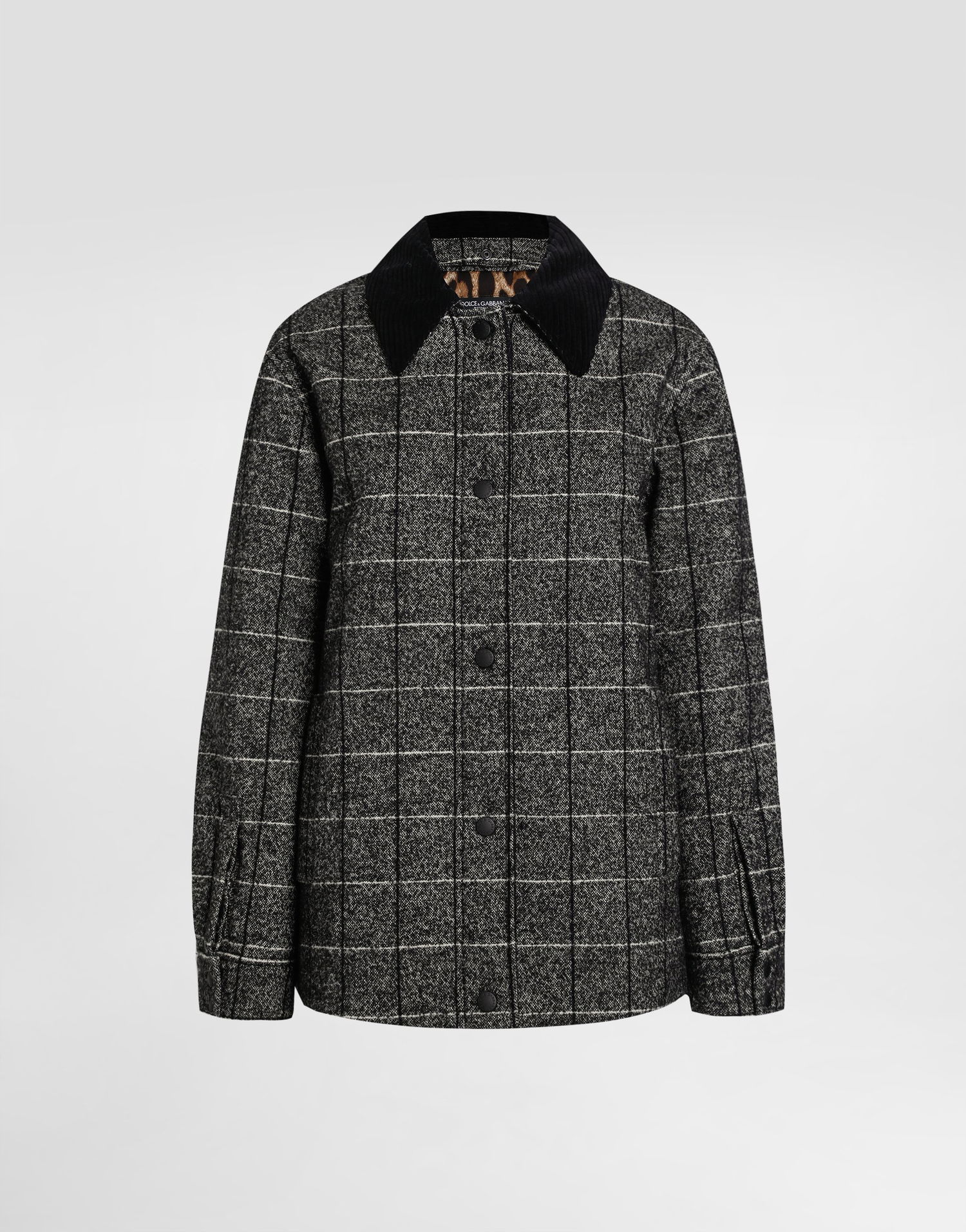 Яке Dolce & Gabbana Dolce & Gabbana Checked Wool Jacket with Corduroy Collar Черно | F9S86TGDC9GS8100, 0