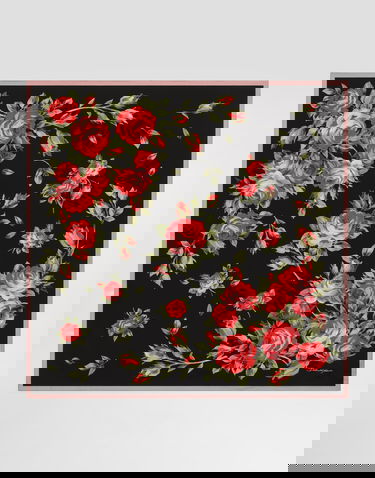 Шал Dolce & Gabbana Dolce & Gabbana Rose Bouquet-print Silk Twill Scarf 90x90 Onesize Многоцветен | FN090RGDDPLHN5ZN, 0