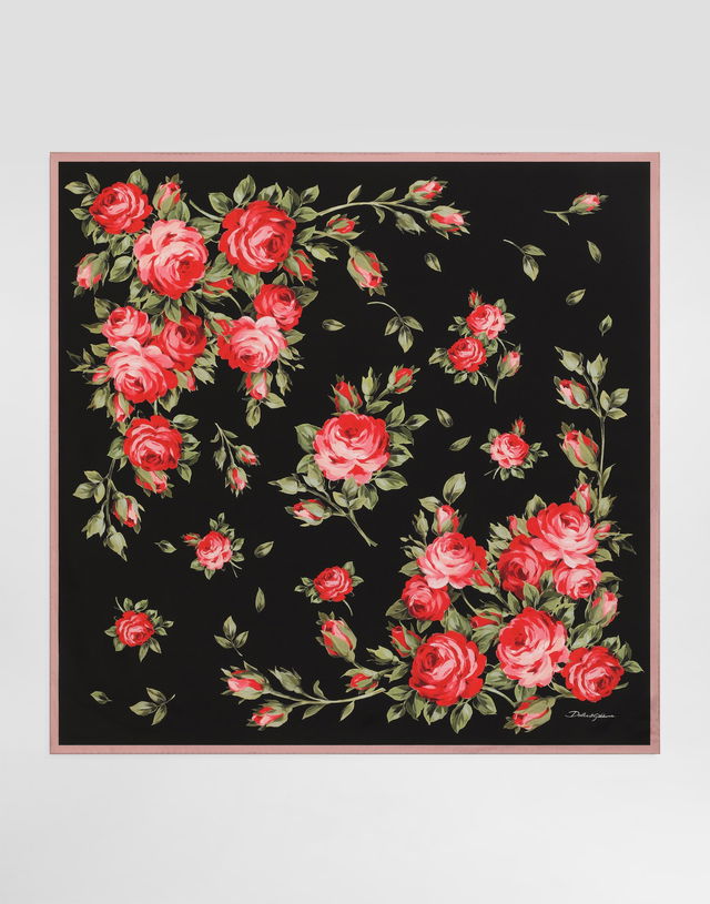 Dolce & Gabbana Rose Bouquet-print Silk Twill Scarf 90x90 Onesize