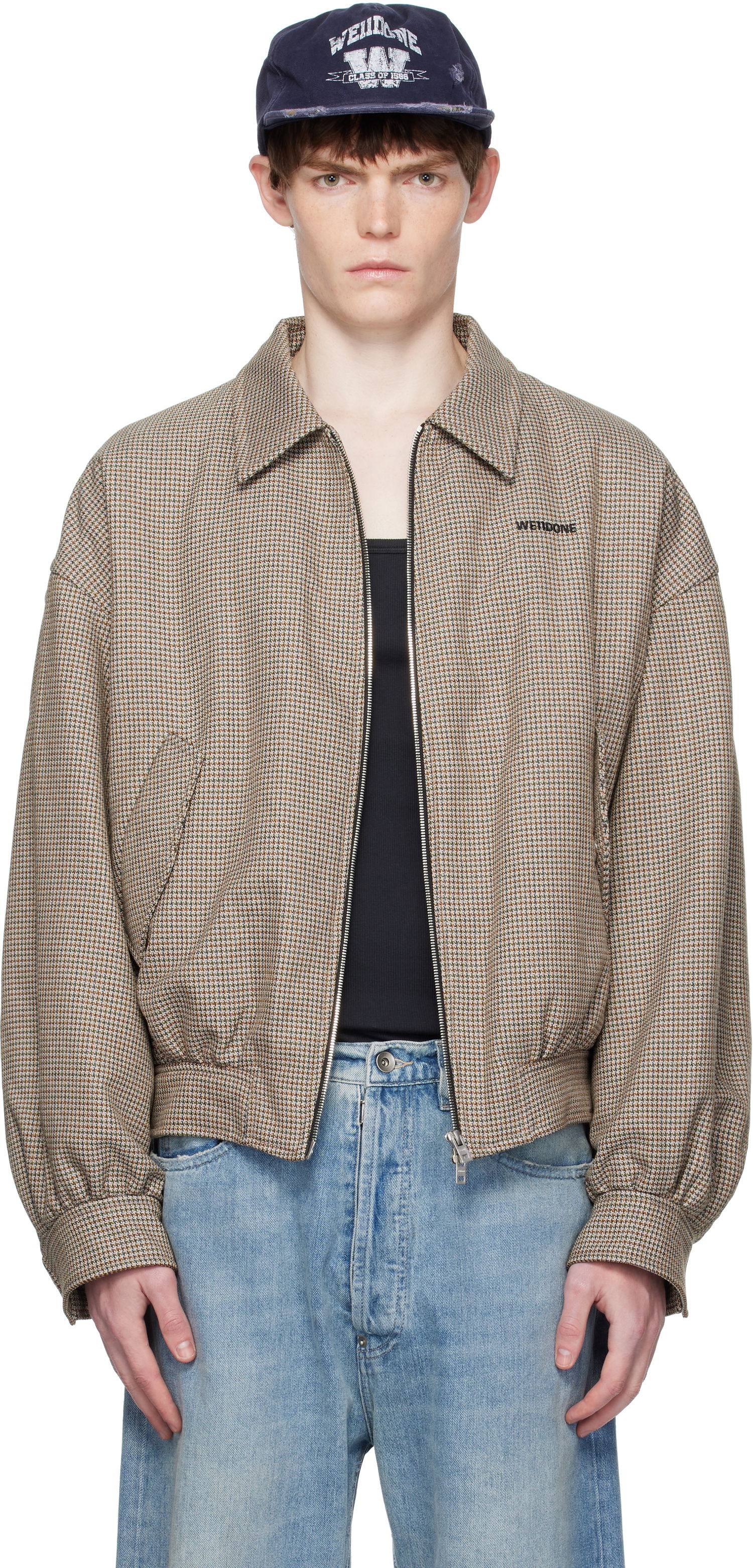 Яке бомбър We11done We11done Checkered Bomber Jacket Кафяво | WD-JK2-25-013-M-BG, 0