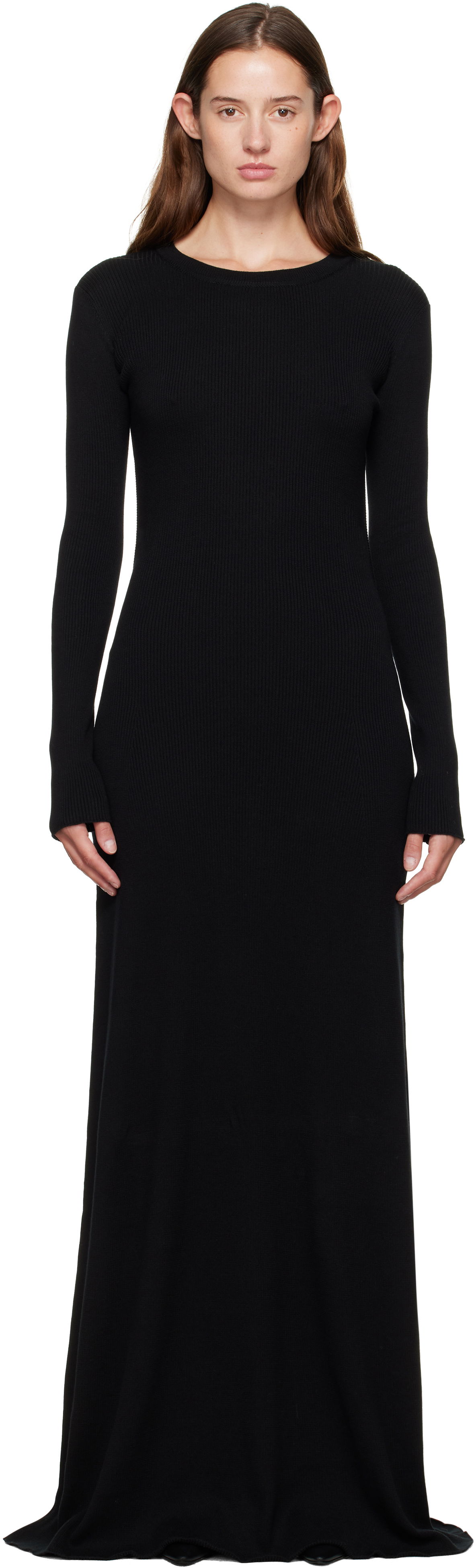 Pокля Ann Demeulemeester Ann Demeulemeester Eva Open Back Knitted Maxi Dress Черно | 2520-W-KN12-FA049-099, 0