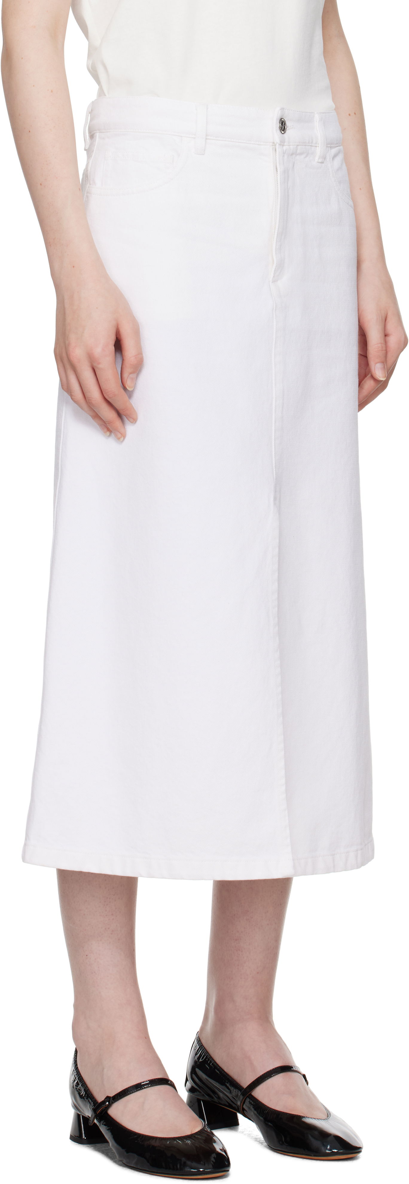 Пола A.P.C. Denim Midi Skirt with Front Slit Бяло | COGZV-F06423, 1
