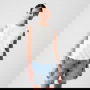 Top Sleeveless Linen Blend Shell Top Optic White