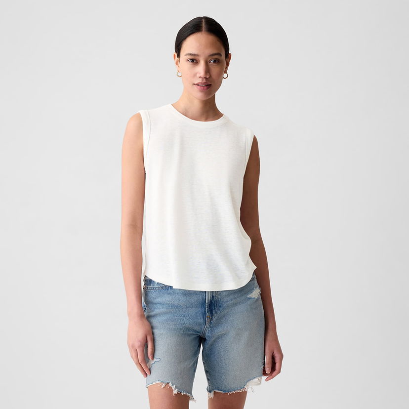 Потник GAP Top Sleeveless Linen Blend Shell Top Optic White Бяло | 878221-04