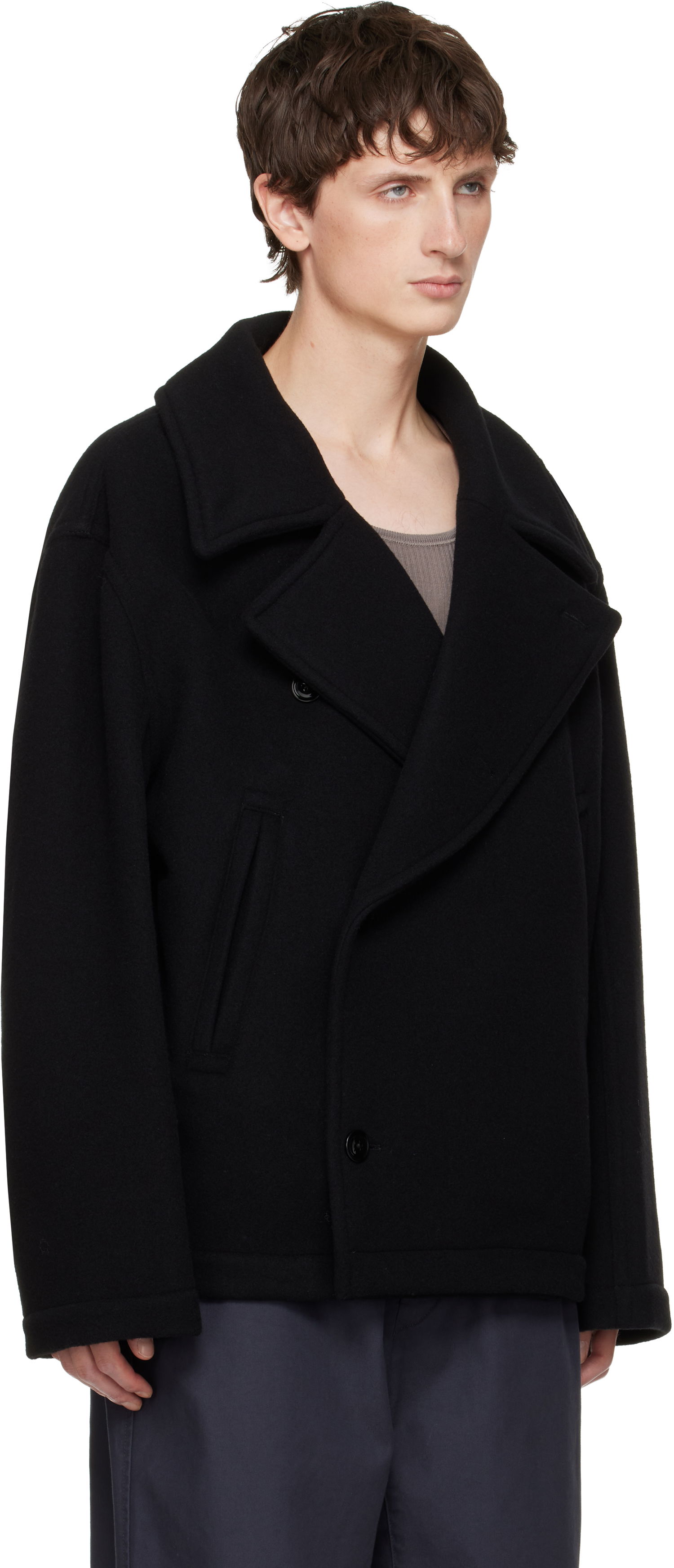 Палта LEMAIRE Boxy Double-Breasted Coat Черно | CO1131 LF1116, 1