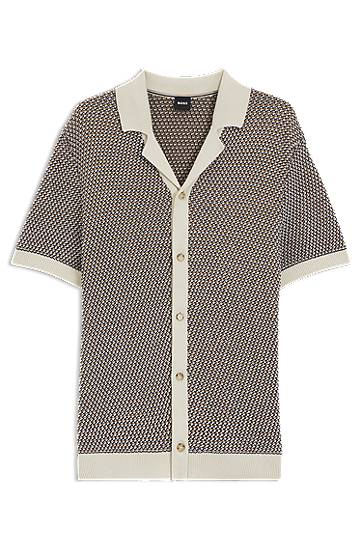 Пуловер BOSS Regular-Fit Knitted Cotton Cardigan Бежово | 50543163, 0