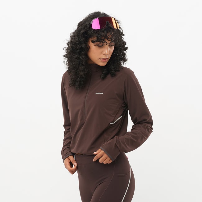 Пуловер Salomon Sense Aero Hybrid Cropped Top Кафяво | LC2434600, 0
