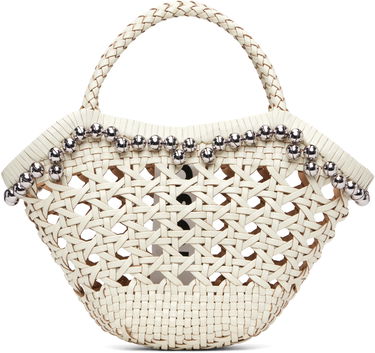 Дамска чанта OSOI Braided Handle Woven Lip Bag with Silver-Toned Beads Бяло | 25SB06004292, 0