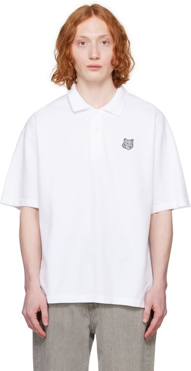 Поло тениска MAISON KITSUNÉ Maison Kitsuné Fox Head Patch Oversize Polo Бяло | OM00213KJ7010, 0