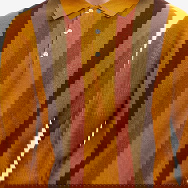 Пуловер BEAMS Beams Plus Long Sleeve Stripe Knit Polo Жълто | 3812-0027-156-58, 5