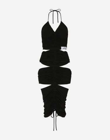 Pокля Dolce & Gabbana Dolce & Gabbana Ruched Halter Neck Midi Dress Черно | F6BFZTFUGAIN0000, 0
