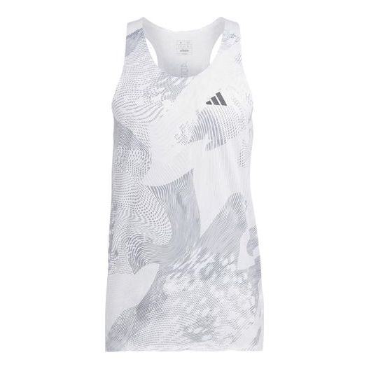 Потник adidas Originals Adizero Graphic Print Running Tank Top Бяло | IA9340, 0