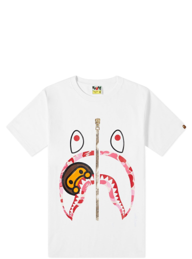 Тениска BAPE Camo Milo Shark Tee Бяло | 002TEI302001L-WHP