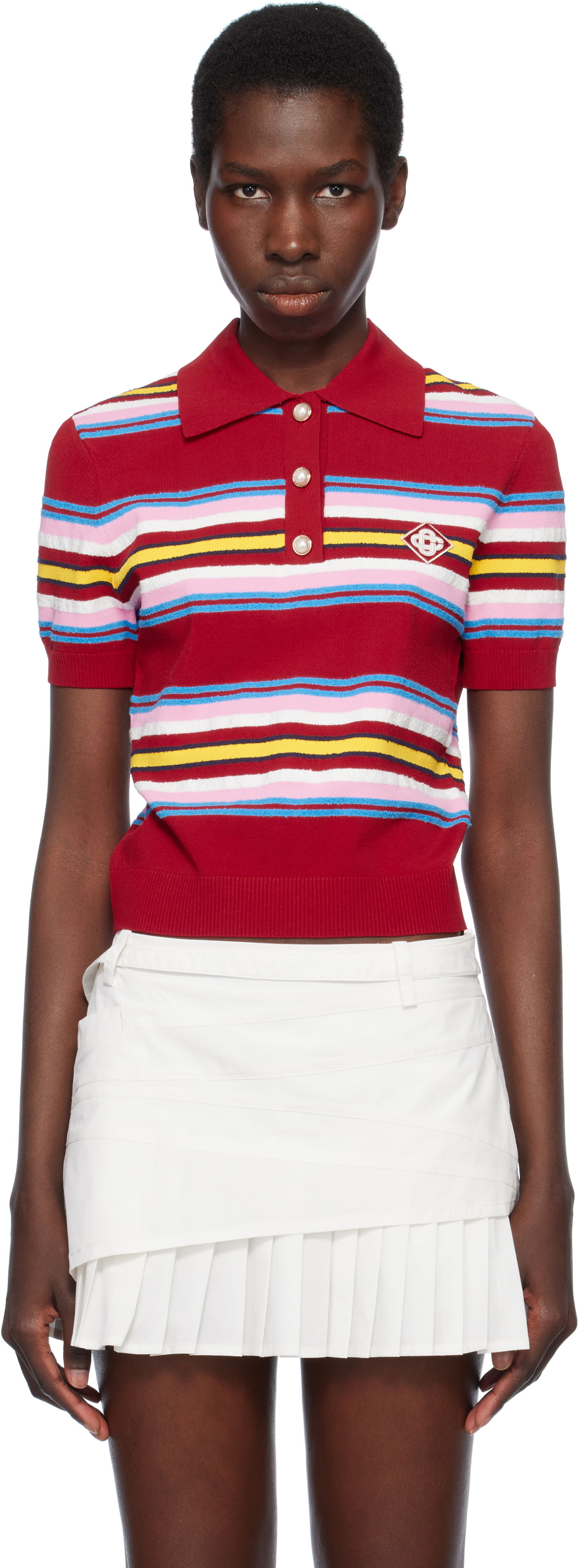 Поло тениска Casablanca Casablanca Stripe Polo Червено | WS25-KW-946-01, 0