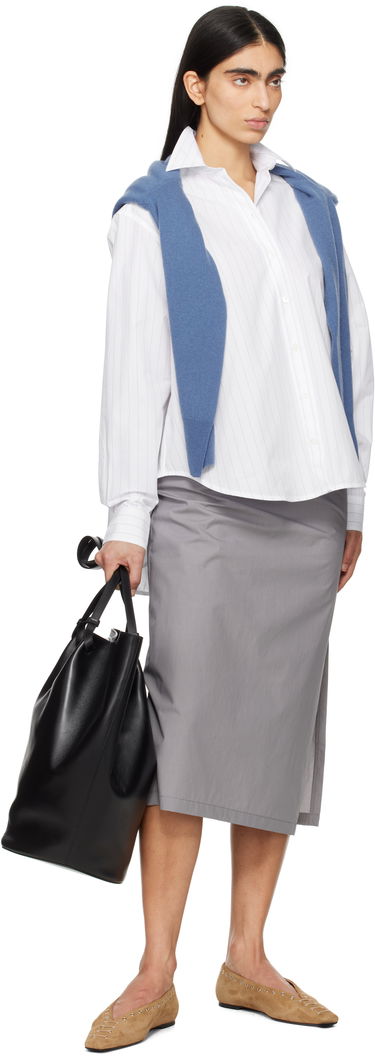 Риза TOTEME TOTEME Monogram Striped Cropped Shirt Бяло | 252-WRT0356-FB0076, 3