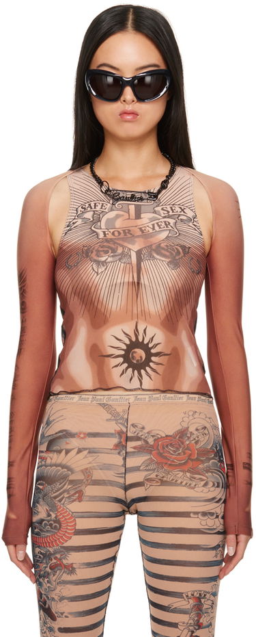 Пуловер Jean Paul Gaultier Graphic Long Sleeve Top Кафяво | 23/15-F-TO105-J527-25, 0
