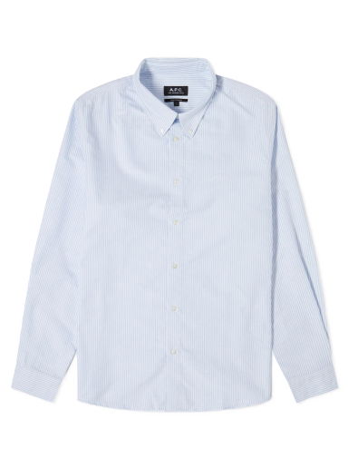 Риза A.P.C. Greg Log Button Down Stripe Shirt Синьо | COGUH-H12499-IAA