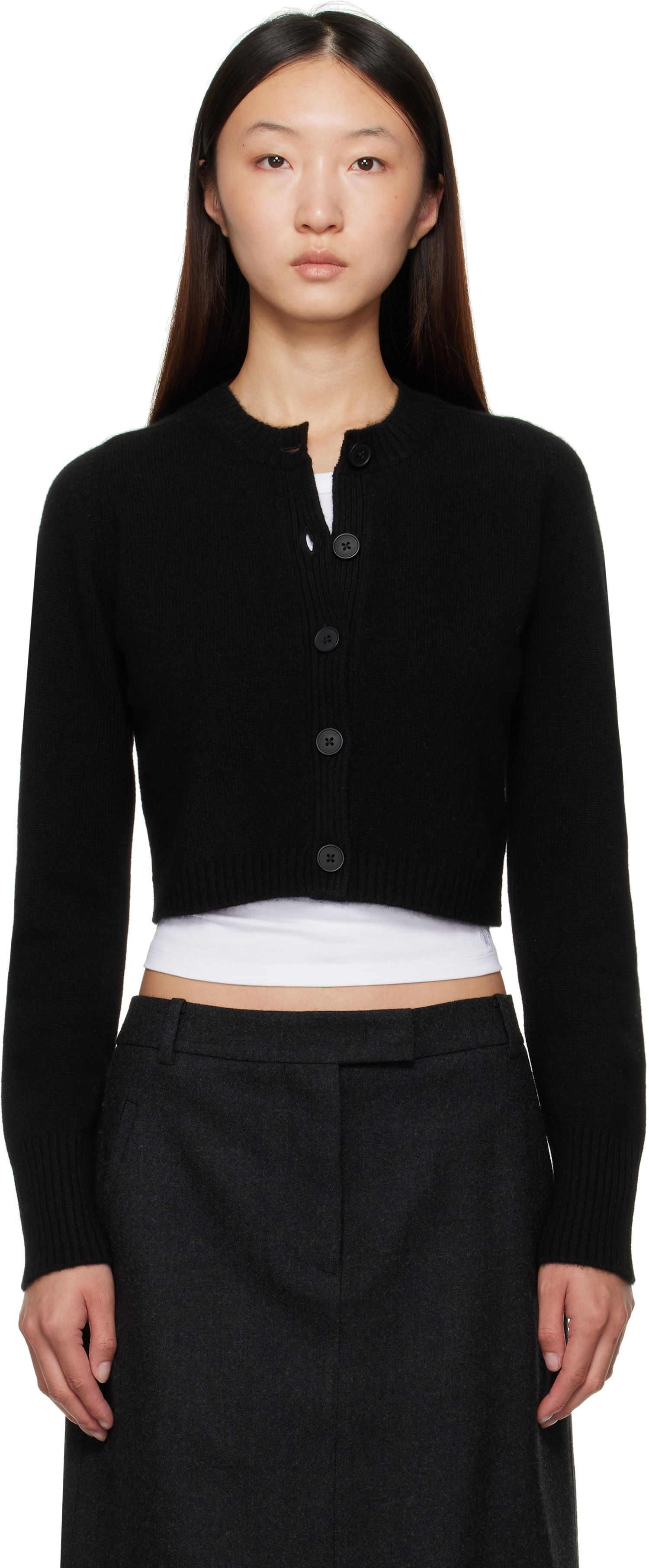 Пуловер Loulou de Saison Loulou de Saison Zephir Cashmere Cropped Cardigan Черно | ZEPHIR LDS, 0