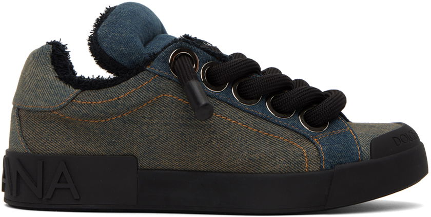 Кецове и обувки Dolce & Gabbana Blue Portofino Sneakers Синьо | CS2194AK354, 0