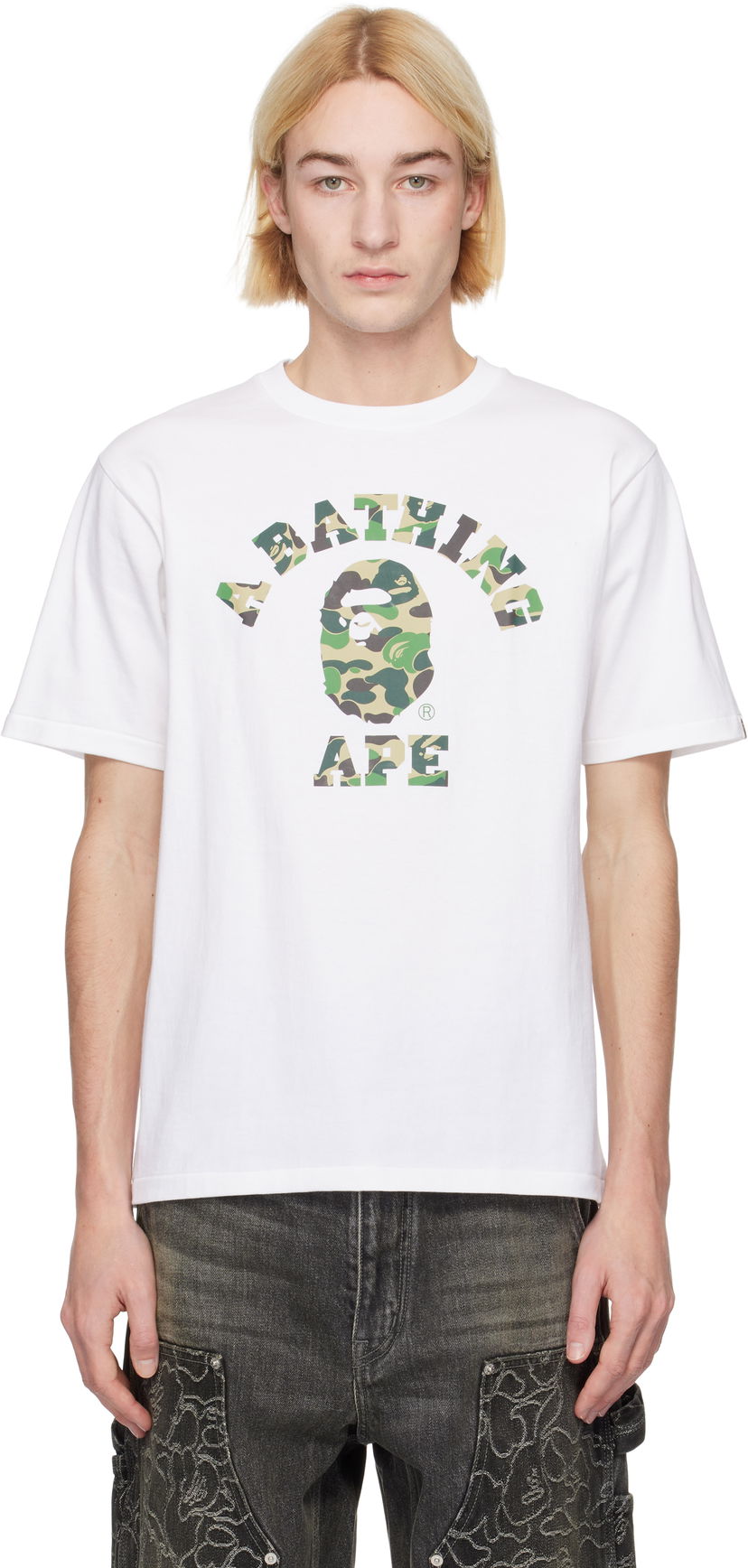 Тениска BAPE ABC Camo College T-shirt Бяло | 001TEK801005M