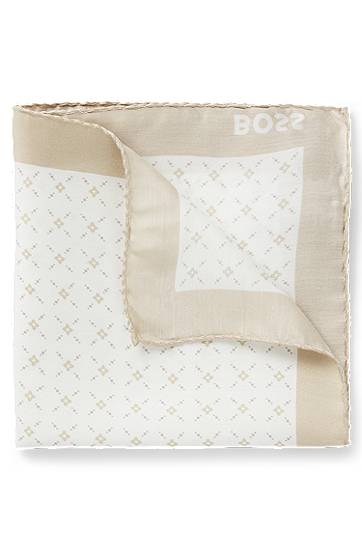 Шал BOSS BOSS Pocket Square with Logo Border Бежово | 50540032, 0