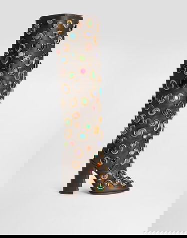 Аксесоари Dolce & Gabbana Dolce & Gabbana Calfskin Knee-High Boots with Jewels Кафяво | CU1225AP4558R205, 0