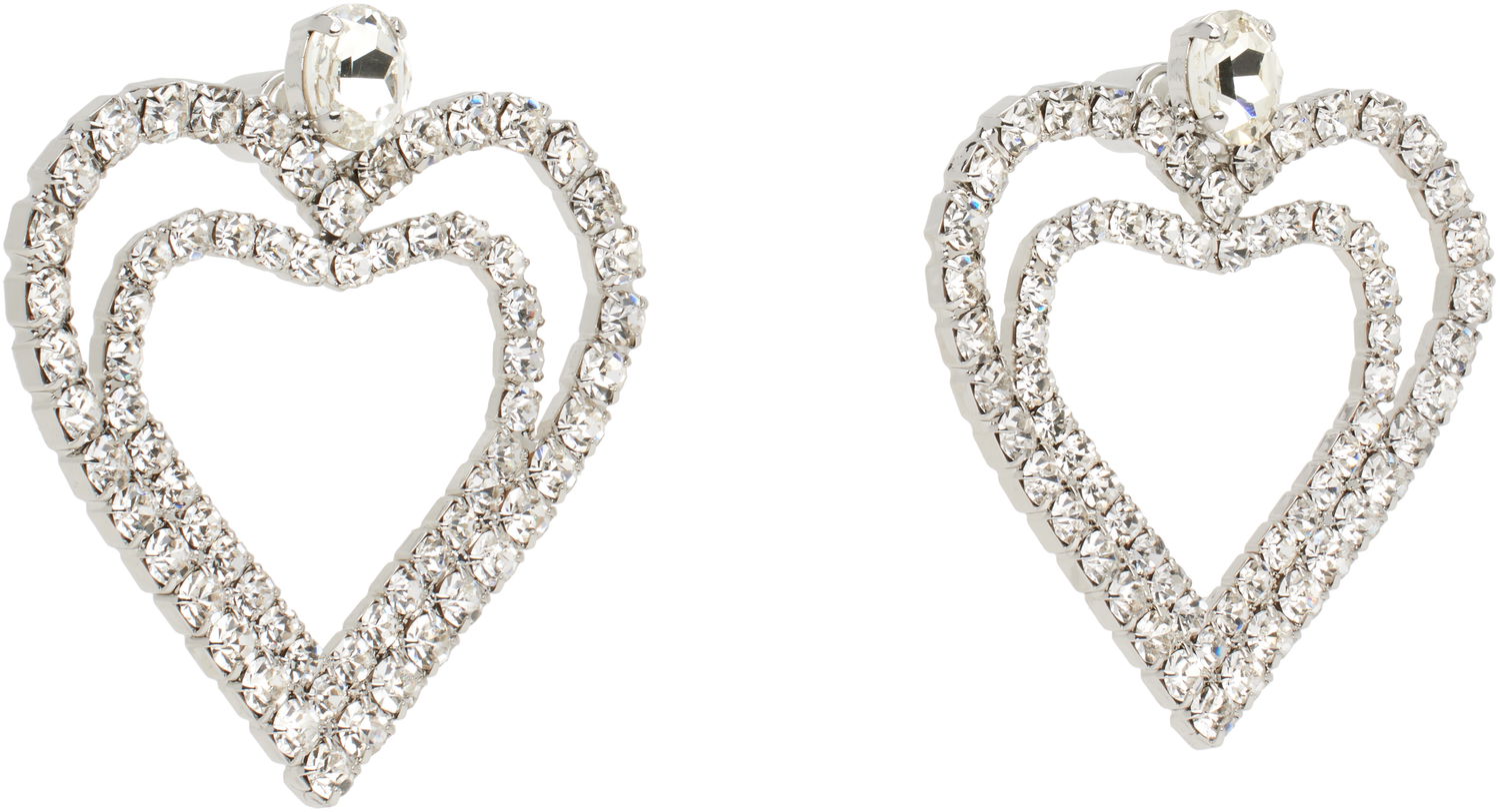 Обеци Blumarine Blumarine Rhinestone Hearts Drop Earrings Металик | P522W320A, 1