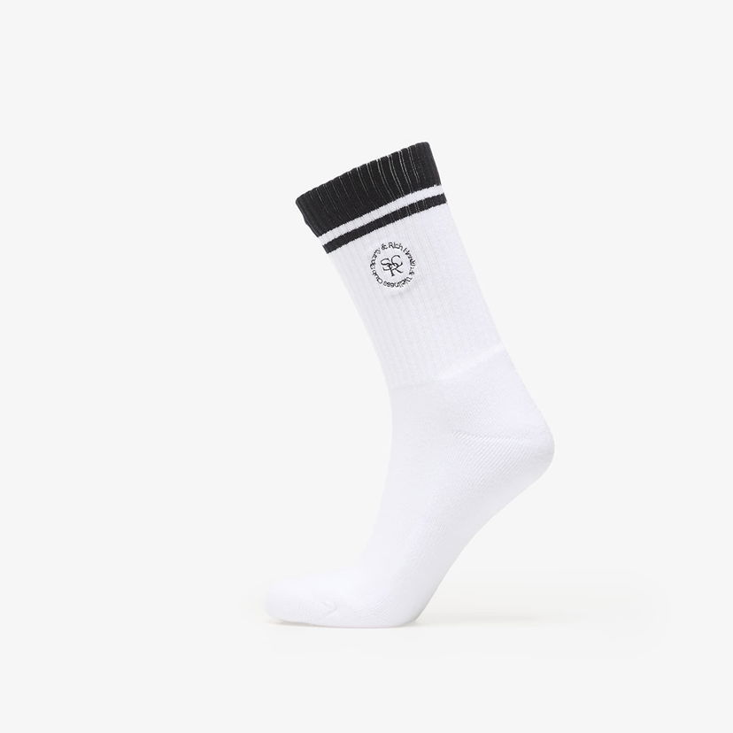 Чорапи Sporty & Rich Sporty & Rich Ribbed Crew Socks with Striped Cuff Бяло | AC02767305WH09