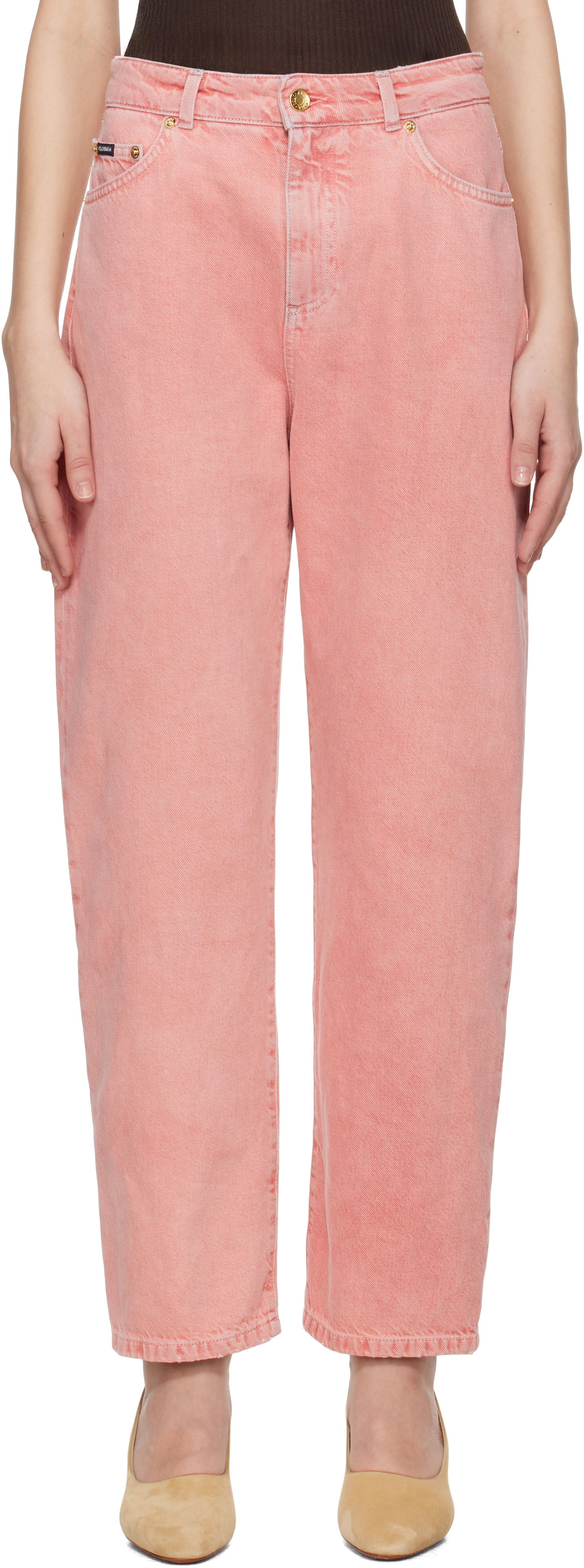 Дънки Dolce & Gabbana Dolce&Gabbana Five-Pocket Regular Waist Jeans Розово | FTC7CD G8MT5, 0