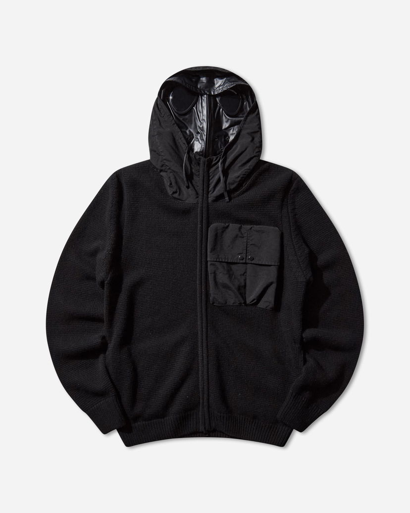 Пуловер C.P. Company Lambswool Mixed Full Zip Goggle Hood Cardigan Черно | 19CMKN245A-110149M 999