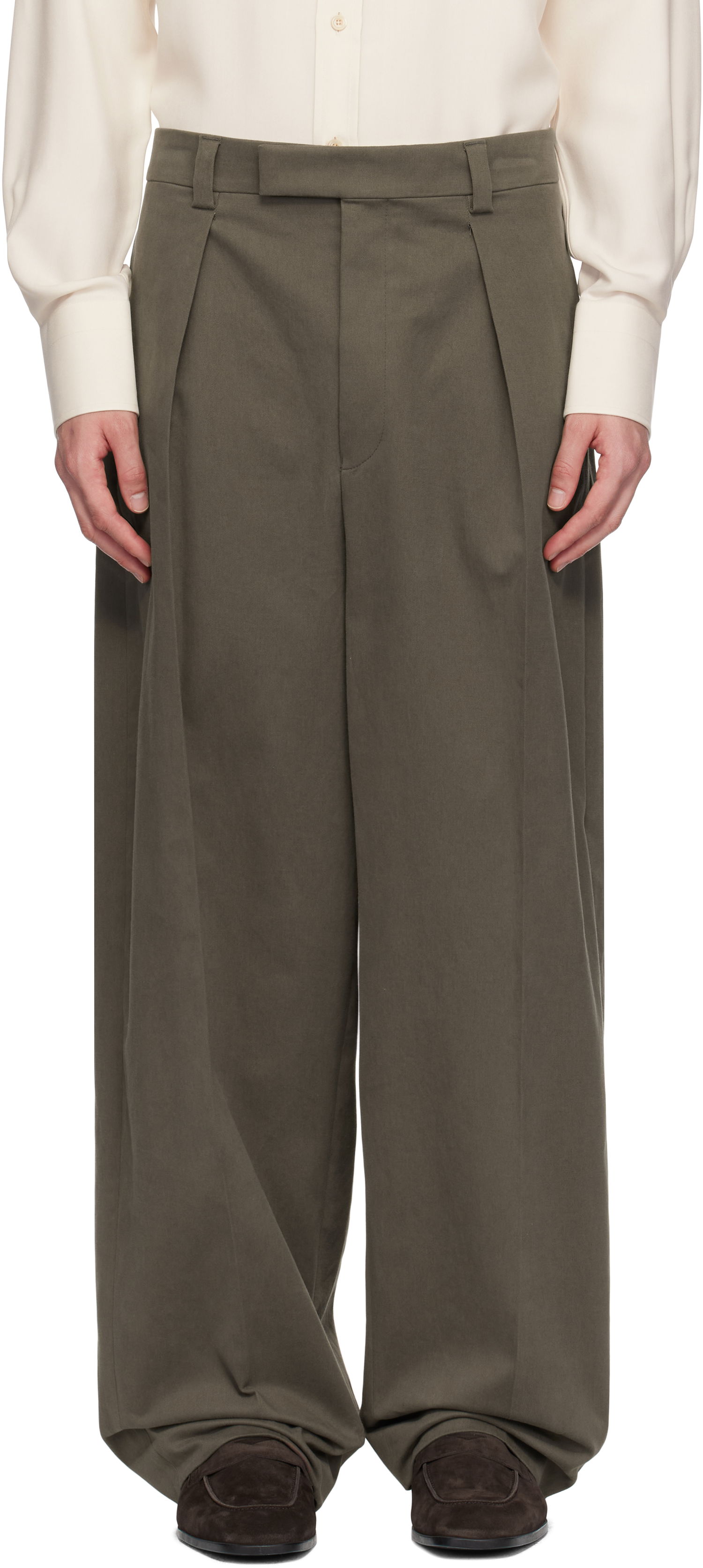 Панталони FERRAGAMO Ferragamo Inverted Pleats Trousers Зелено | 782861, 0