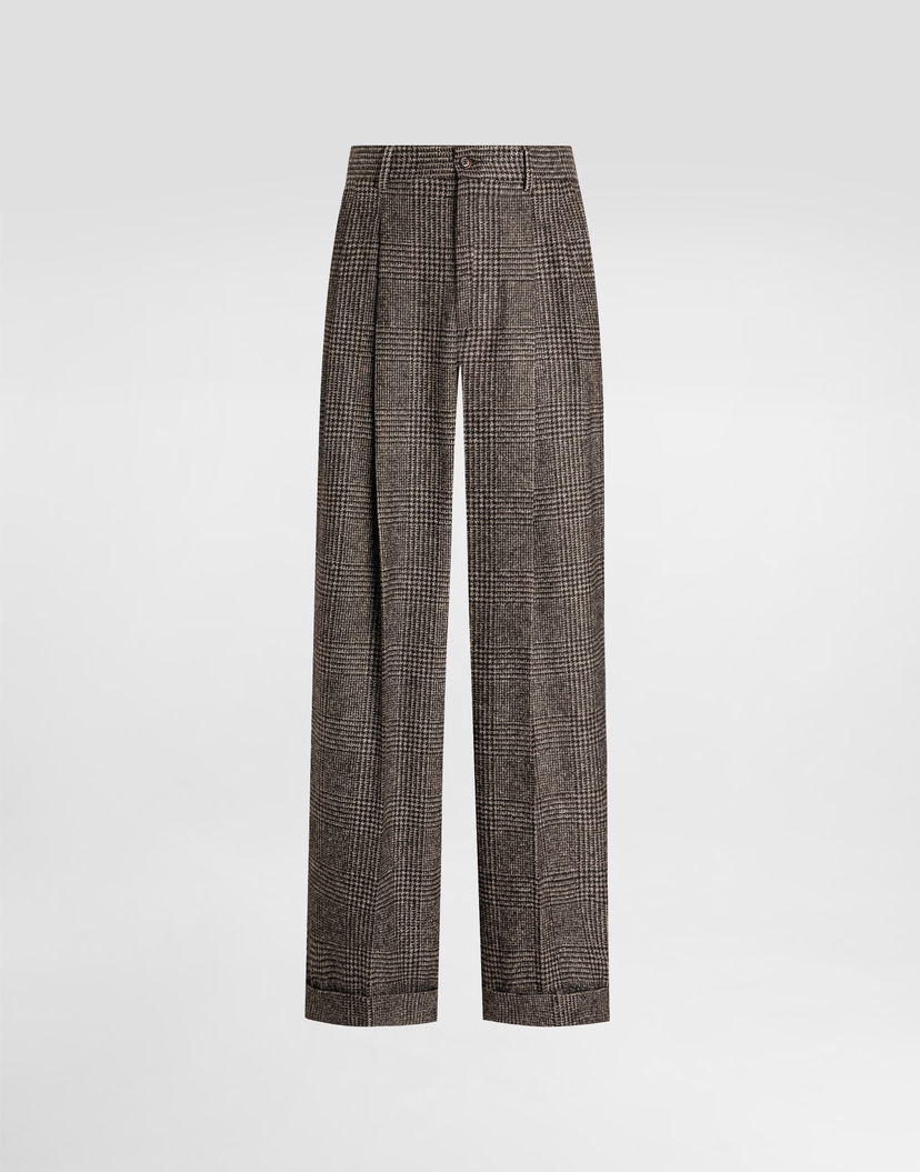 Панталони Dolce & Gabbana Dolce & Gabbana Alpaca Blend Glen Plaid Trousers Кафяво | GP16OTFQMKDS8101