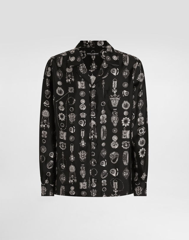Jewel-print Silk Twill Vanity Shirt