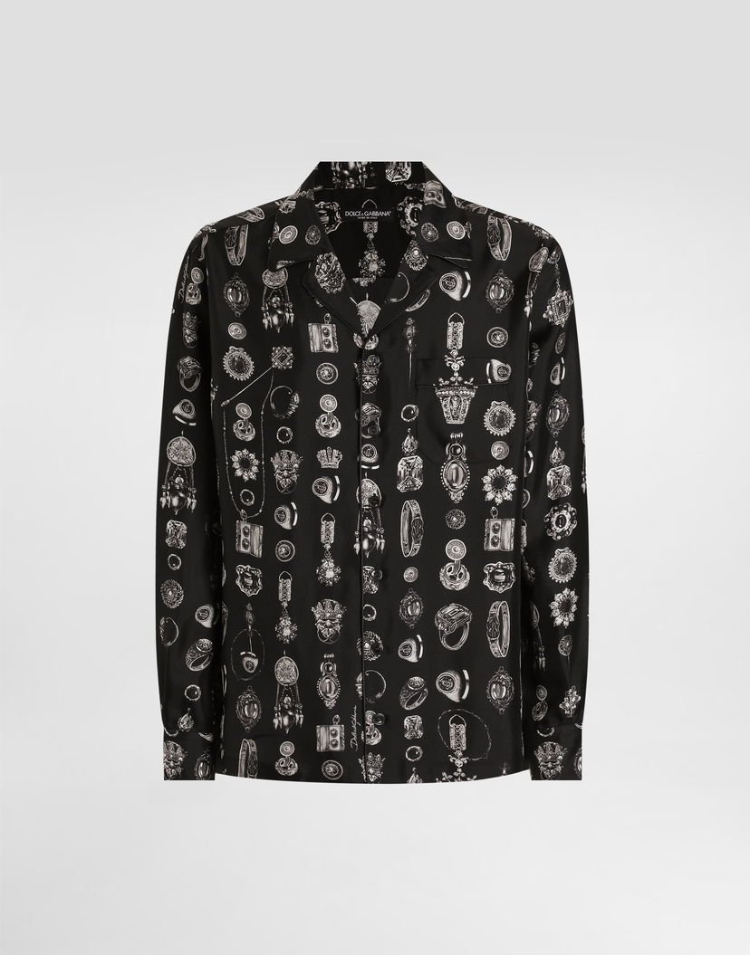 Риза Dolce & Gabbana Jewel-print Silk Twill Vanity Shirt Черно | G5IF1TIS1ZVHH5QP