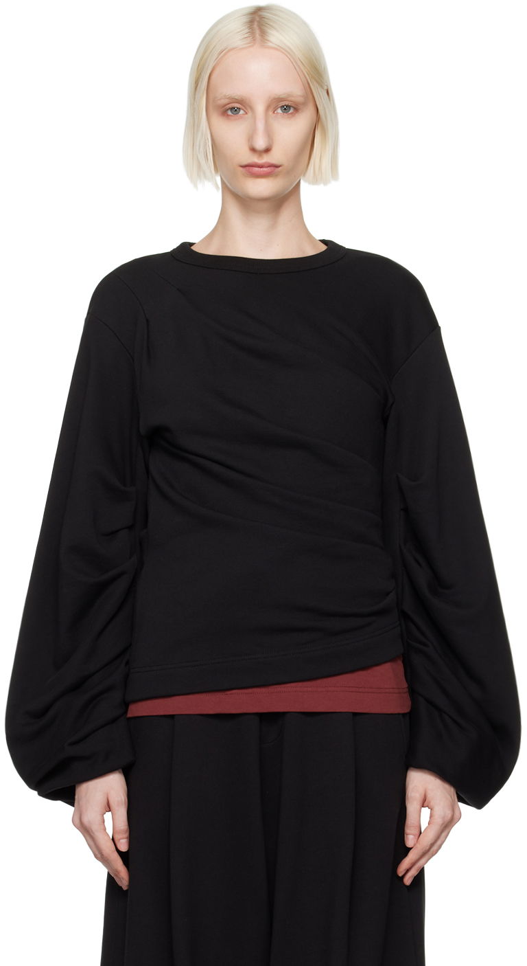 Суитчър Dries Van Noten Pleated Sweatshirt Черно | 242-011160-9610, 0