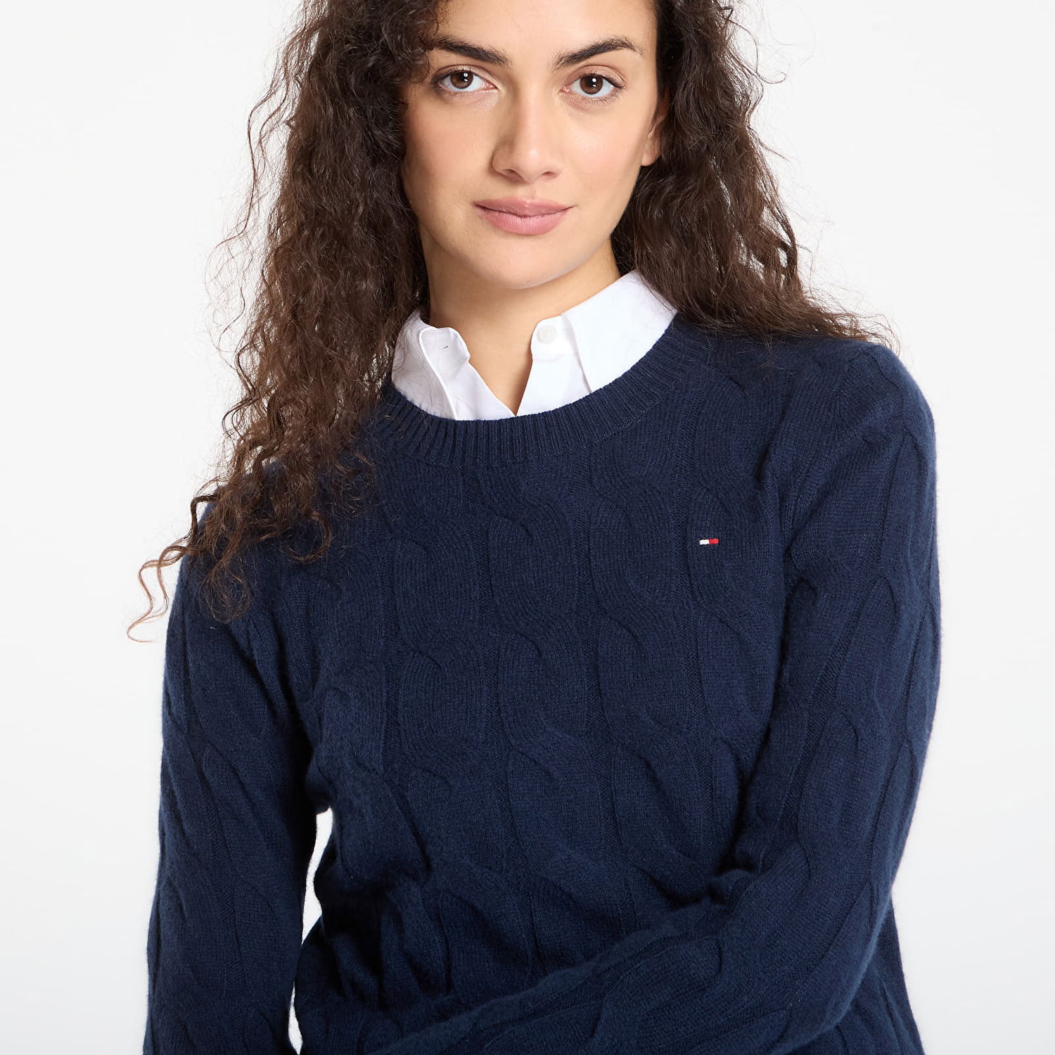 Пуловер Tommy Hilfiger Tommy Hilfiger Soft Wool Cable C-Neck Ls Sweater Тъмно синьо | WW0WW43586 C1G, 1