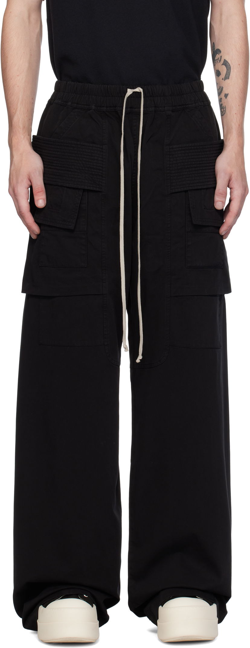 Карго панталони Rick Owens Porterville Creatch Drawstring Cargo Pants Черно | DU02D2394 TW