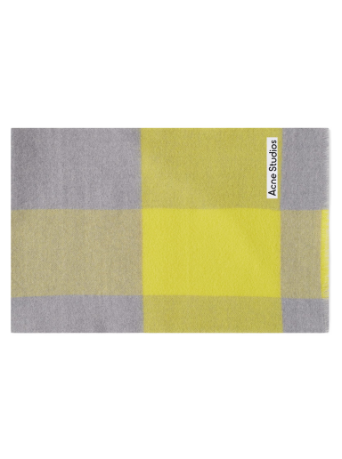 Шал Acne Studios Varity Check Scarf Acid Yellow/Carbon Grey Жълто | CA0247-DEM